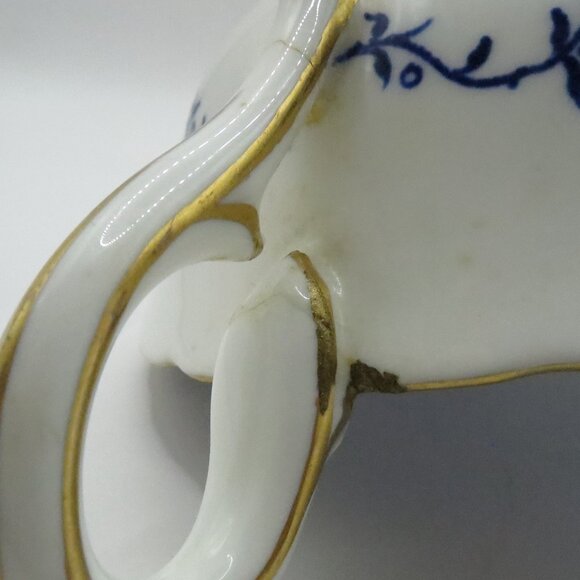 Coalport Cream Soup Bouillon Cup Saucer Set of 2 Blue White Leaves Ivy 5590K - Picture 11 of 15